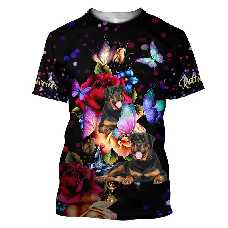 Rottweiler 3D Printed T-shirt Mens Women O-neck Short Sleeves Oversized T Shirts Harajuku Clothing Fashion Novelty Design Tees