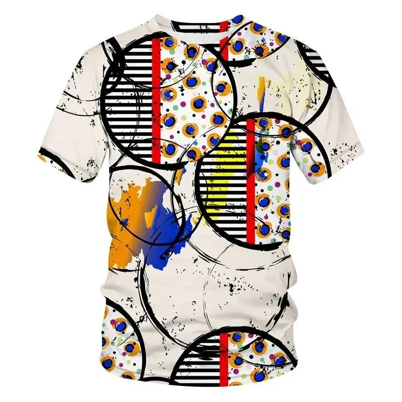 Art Graffiti Pattern T-shirt Men's Clothes Streetwear Round Neck Tees 3D Printed Hip Hop Street Harajuku Stripe Soft T Shirts