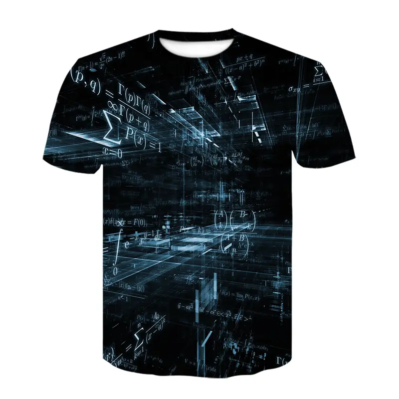 Mathematical symbol 3d Printed T-shirt For Men Black White Contrast Color Short Sleeves Tee Shirt Unique Street Trend T Shirts