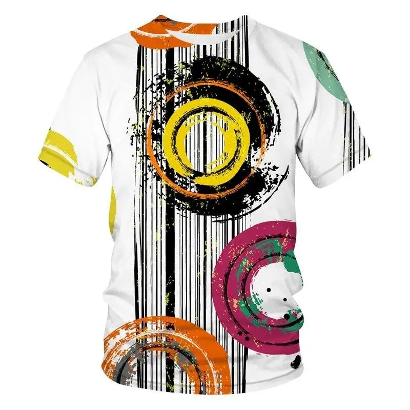 Art Graffiti Pattern T-shirt Men's Clothes Streetwear Round Neck Tees 3D Printed Hip Hop Street Harajuku Stripe Soft T Shirts