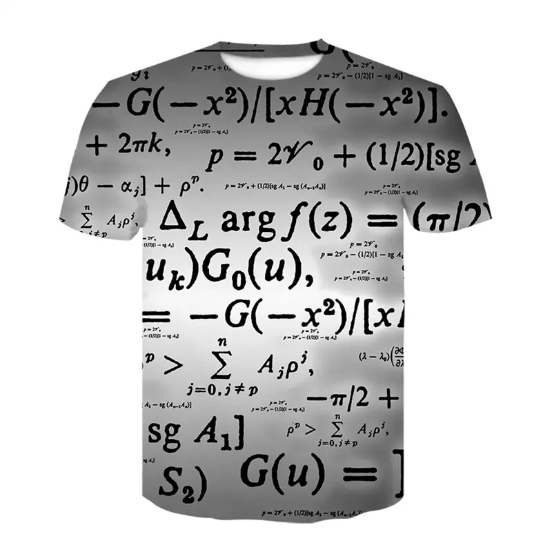 Mathematical symbol 3d Printed T-shirt For Men Black White Contrast Color Short Sleeves Tee Shirt Unique Street Trend T Shirts
