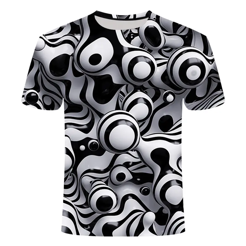 Mathematical symbol 3d Printed T-shirt For Men Black White Contrast Color Short Sleeves Tee Shirt Unique Street Trend T Shirts