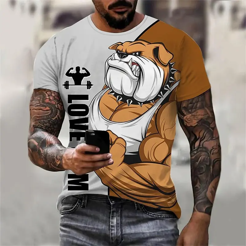 Hobby Fitness Animal Funny Print Men T-shirt Y2k Street Short Sleeve O-neck T Shirts 2025 Summer Gym Fun Clothes Breathable Tee