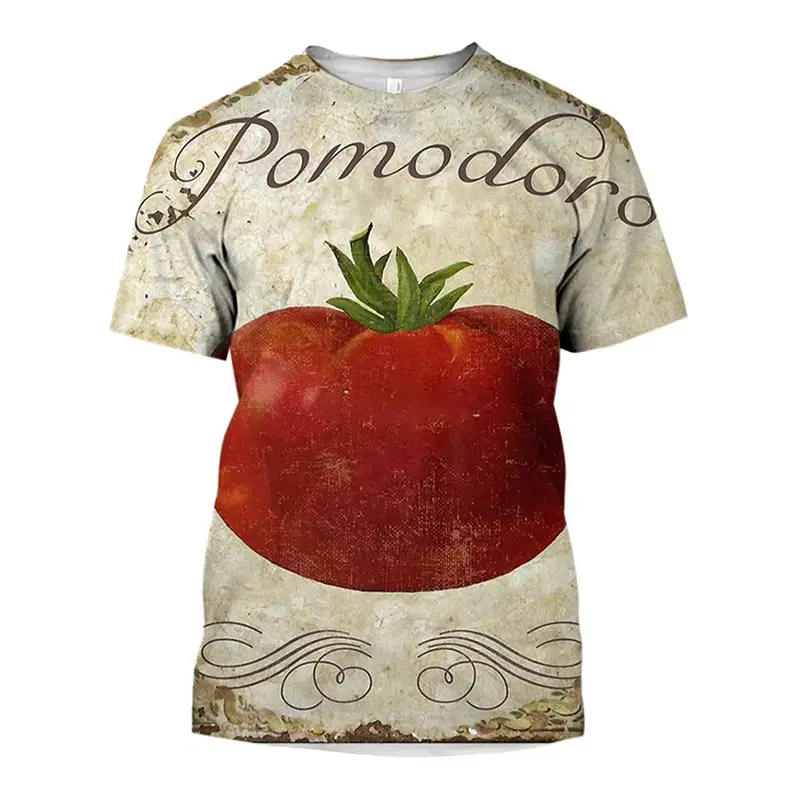 Fashion 3D Printing Tomato T-shirt For Men Round Neck Short Sleeves Comfortable Vegetable Pattern T Shirt Summer New Street Tees