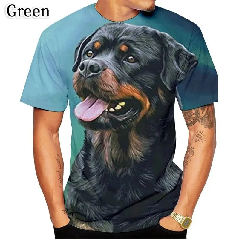 Cute Rottweiler Dog 3D Print T-shirt Men's Clothing Short Sleeve O-neck T Shirts Dog Lovers 2025 Summer Casual Sport Tees Top