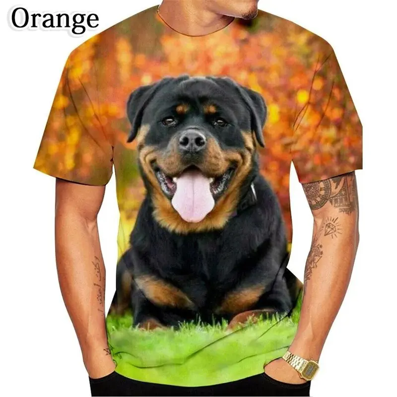 Cute Rottweiler Dog 3D Print T-shirt Men's Clothing Short Sleeve O-neck T Shirts Dog Lovers 2025 Summer Casual Sport Tees Top