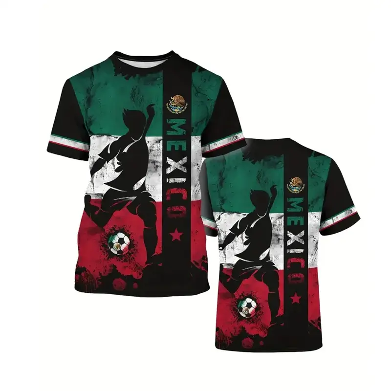 Mexico National Flag 3d Printed T-shirt For Men's National Emblem Pattern Tee Shirts Streetwear Summer Short Sleeves O-neck Tees