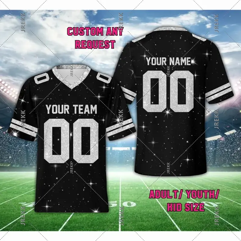 Name Number Customized Jersey Men's Clothing Personality DIY V Neck Short Sleeve Print T-shirt 2025 Summer Novel 3D Print Tee