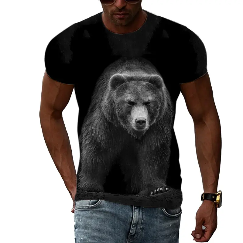 Animal Cool Bear 3D Printed T-shirt Fitness Street Fashion Casual Tops O-neck Short Sleeves Summer New Sports Clothes Tees Shirt