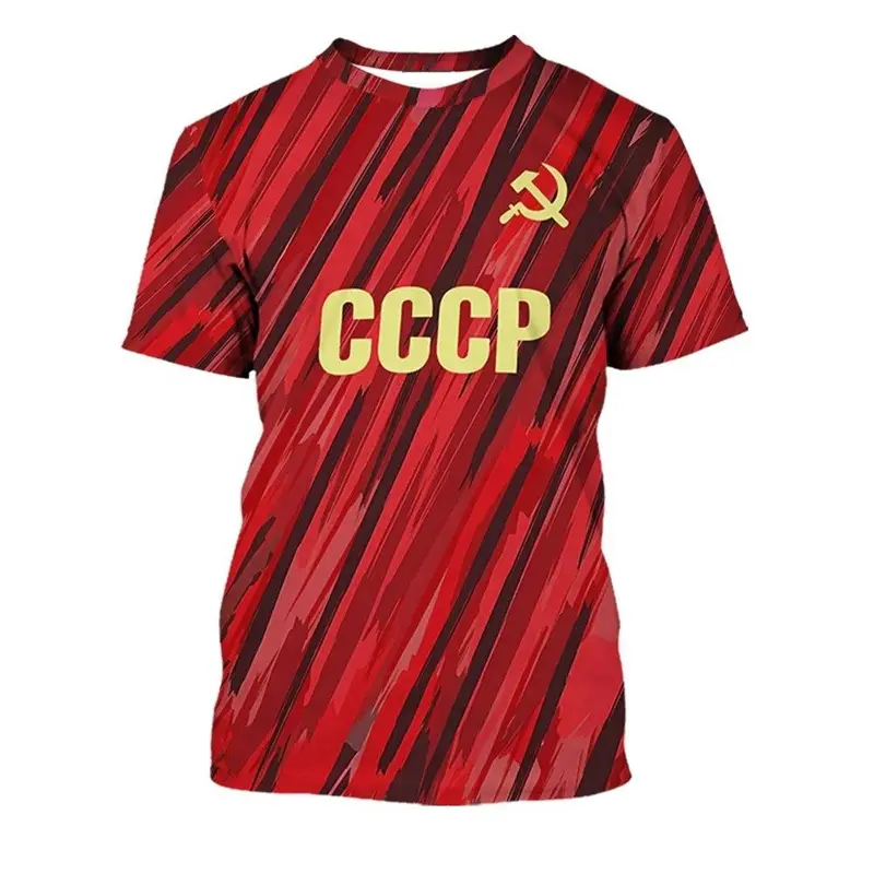 National Flag 3d Printed T-shirt For Men's Soviet Republic Pattern Short Sleeved T Shirt Casual O-Neck Pullover Oversized Tees