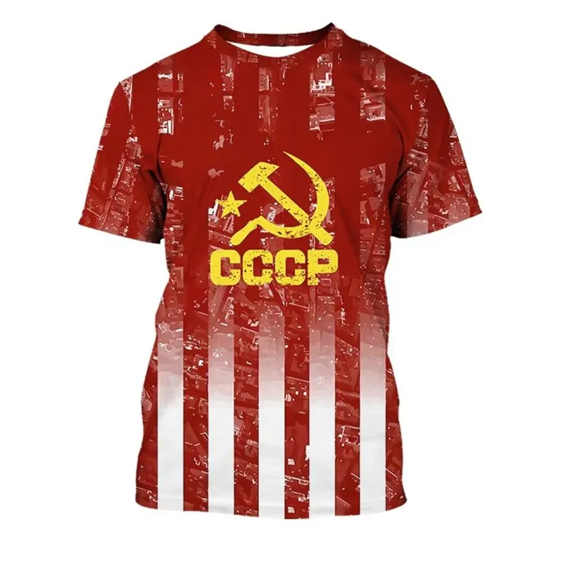 National Flag 3d Printed T-shirt For Men's Soviet Republic Pattern Short Sleeved T Shirt Casual O-Neck Pullover Oversized Tees