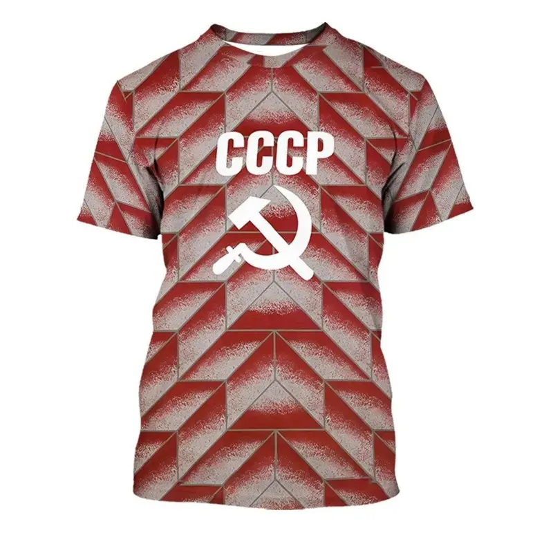 National Flag 3d Printed T-shirt For Men's Soviet Republic Pattern Short Sleeved T Shirt Casual O-Neck Pullover Oversized Tees