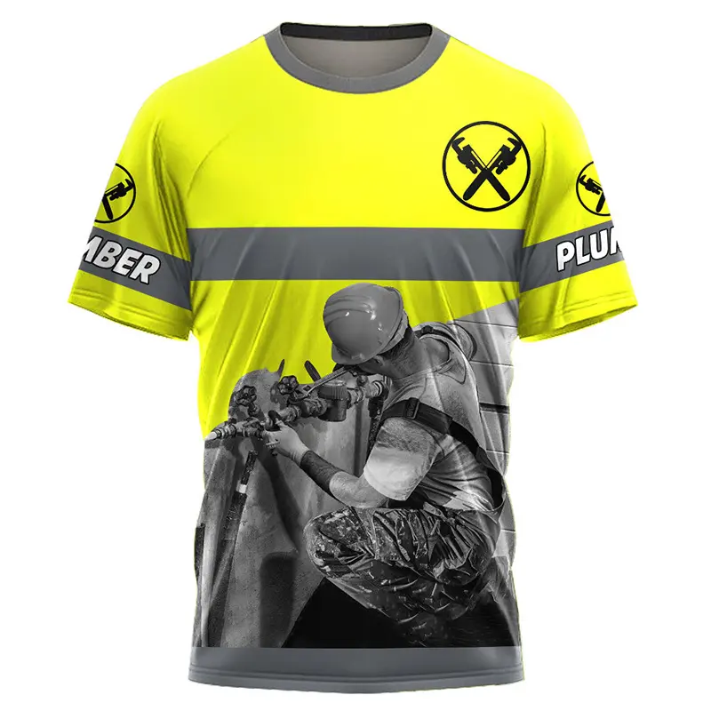 3D Print Funny T Shirt For Men Plumber Uniform Summer Casual O-neck Short Sleeve Tops Fashion Mechanic Clothes Oversized T-shirt