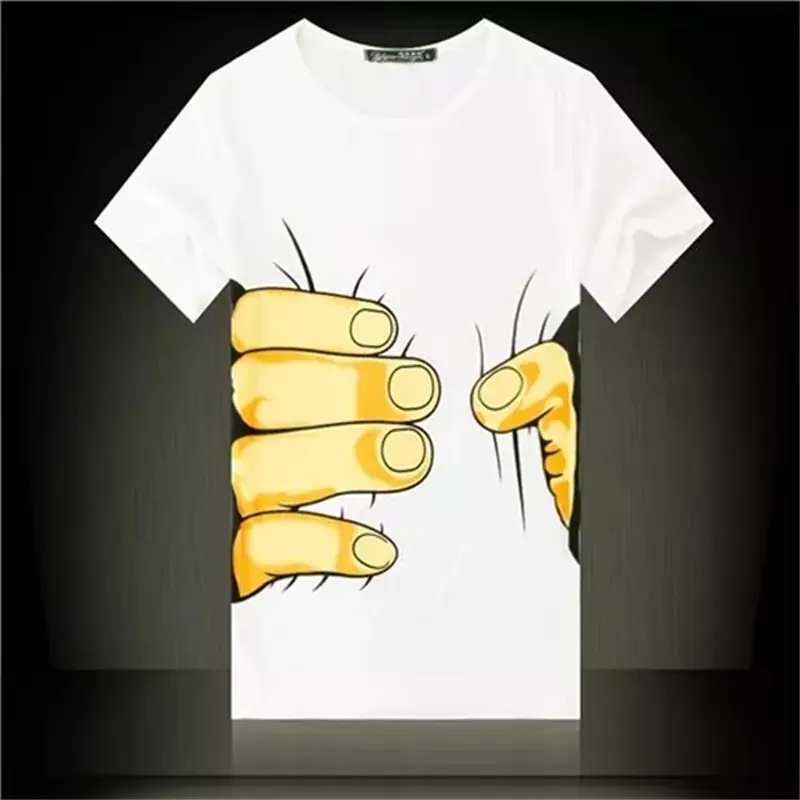 Funny Pattern T-shirt Finger Bone 3D Printing T Shirts Round Neck Short Sleeves For Men's Kids Streetwear Cool New Clotes Tee