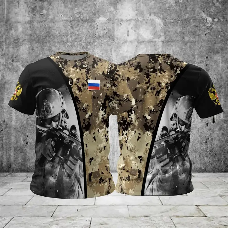 Russian Flag T-shirt Men Clothes Sports Short Sleeve T Shirts National Emblem Graphic Cool Print Putin Street 2025 Fashion Tee