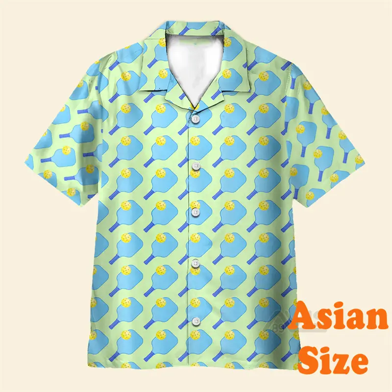 Sport Lover Pickleball Shirt Unisex Hawaii Casual Flower Print Lapel Short Sleeve Shirts 2025 Outdoor Sports Cartoon Funny Top