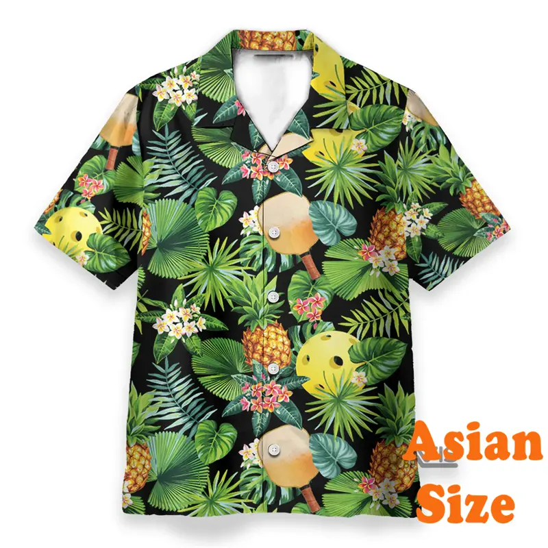 Sport Lover Pickleball Shirt Unisex Hawaii Casual Flower Print Lapel Short Sleeve Shirts 2025 Outdoor Sports Cartoon Funny Top