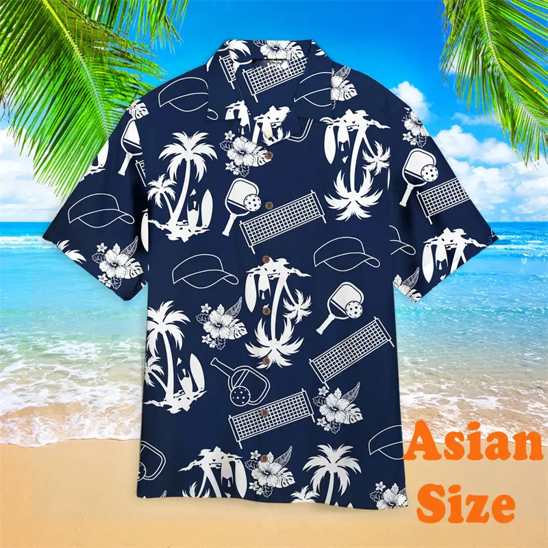 Sport Lover Pickleball Shirt Unisex Hawaii Casual Flower Print Lapel Short Sleeve Shirts 2025 Outdoor Sports Cartoon Funny Top