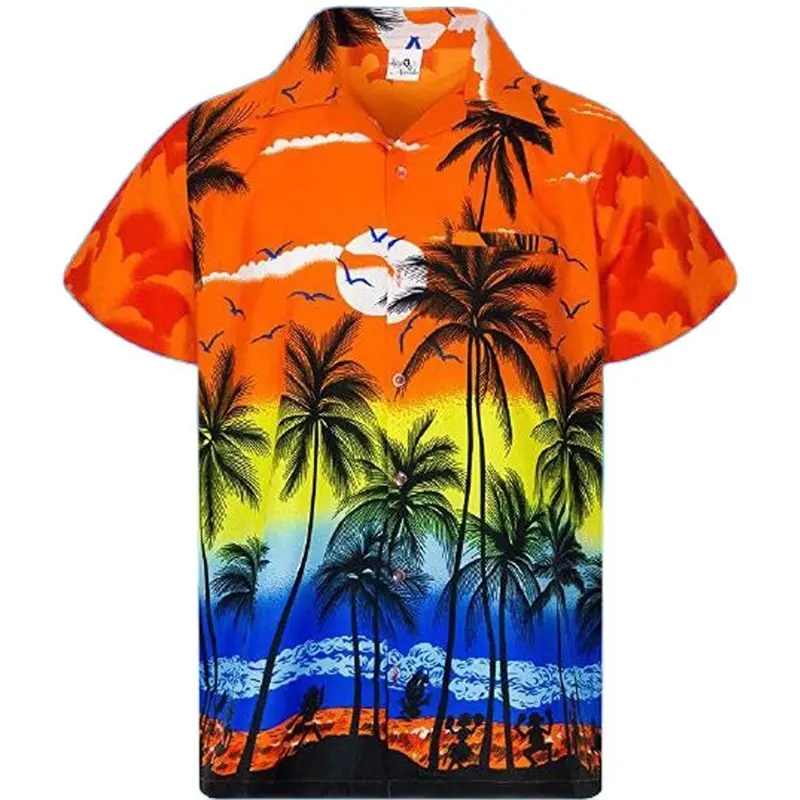 Hawaiian Sea Beach Sence Shirt Men's Clothing 3d Printed Coconut Tree Parrot Shirts Outdoor Casual Walk Fashion Trend Tops