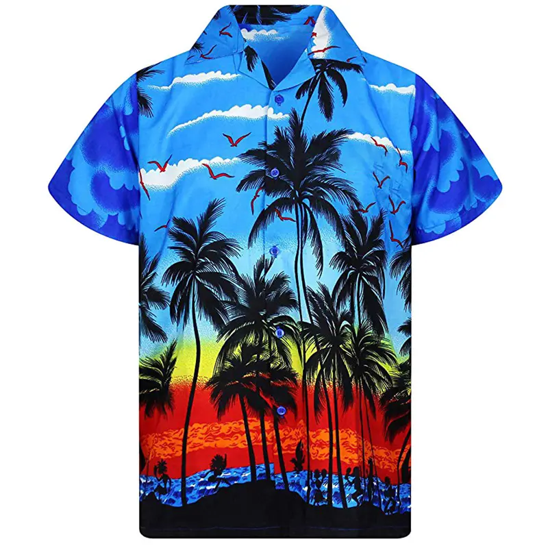 Hawaiian Sea Beach Sence Shirt Men's Clothing 3d Printed Coconut Tree Parrot Shirts Outdoor Casual Walk Fashion Trend Tops