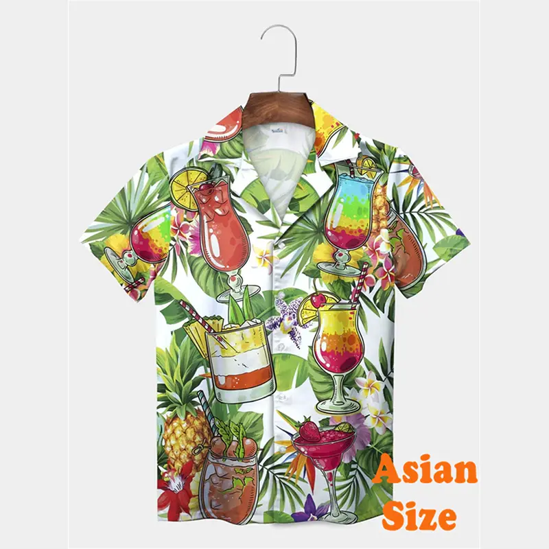 Resort Casual Shirts Men Clothes Funny Hawaiian Style Flower Print Short Sleeve Shirt 2025 Summer Vacation Outdoor Trend Blouse