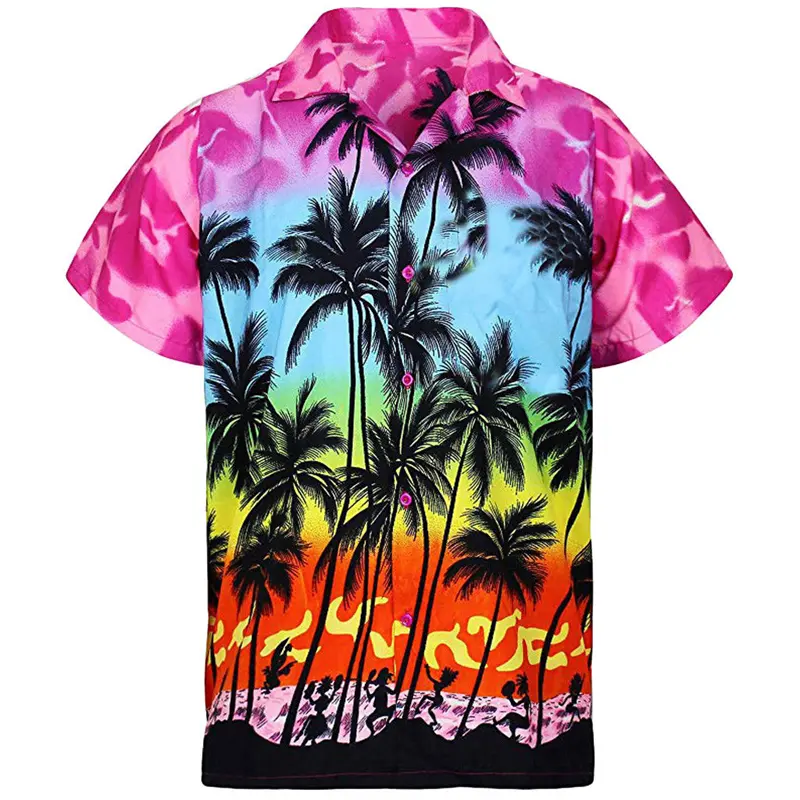 Hawaiian Sea Beach Sence Shirt Men's Clothing 3d Printed Coconut Tree Parrot Shirts Outdoor Casual Walk Fashion Trend Tops