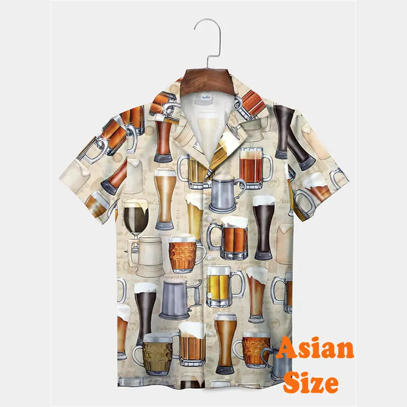 Resort Casual Shirts Men Clothes Funny Hawaiian Style Flower Print Short Sleeve Shirt 2025 Summer Vacation Outdoor Trend Blouse