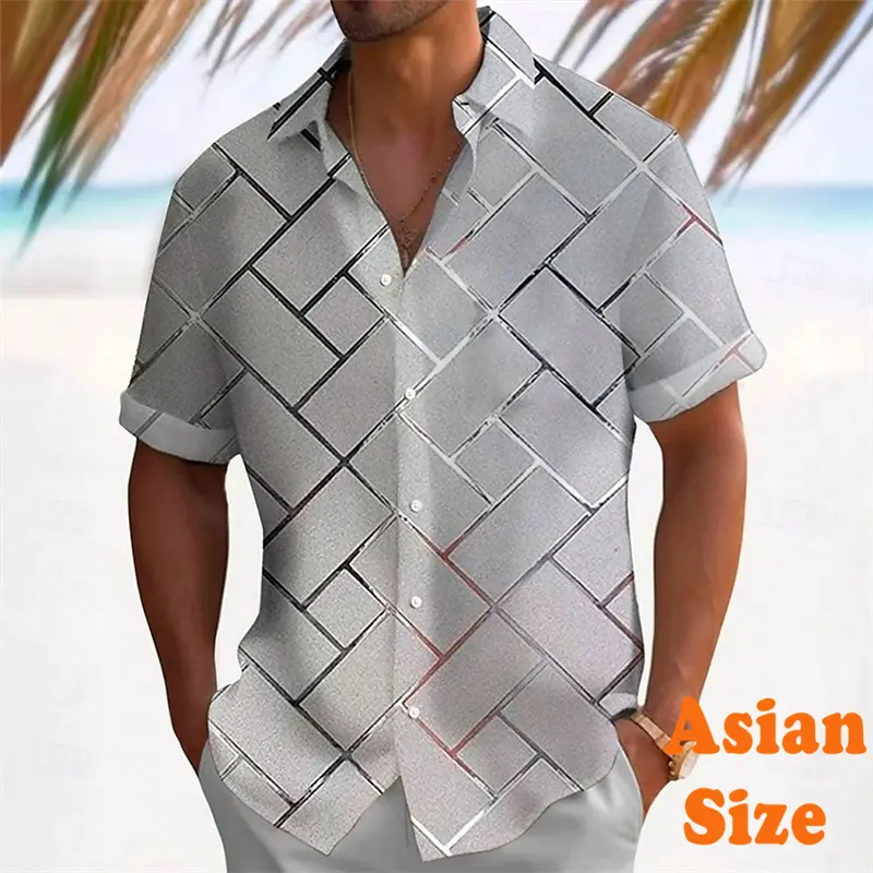 Regular Stripe Art 3D Print Summer Shirts For Men Funny Cool Yellow Duck Graphic Short Sleeve Button Blouse Fashion Trend Y2k