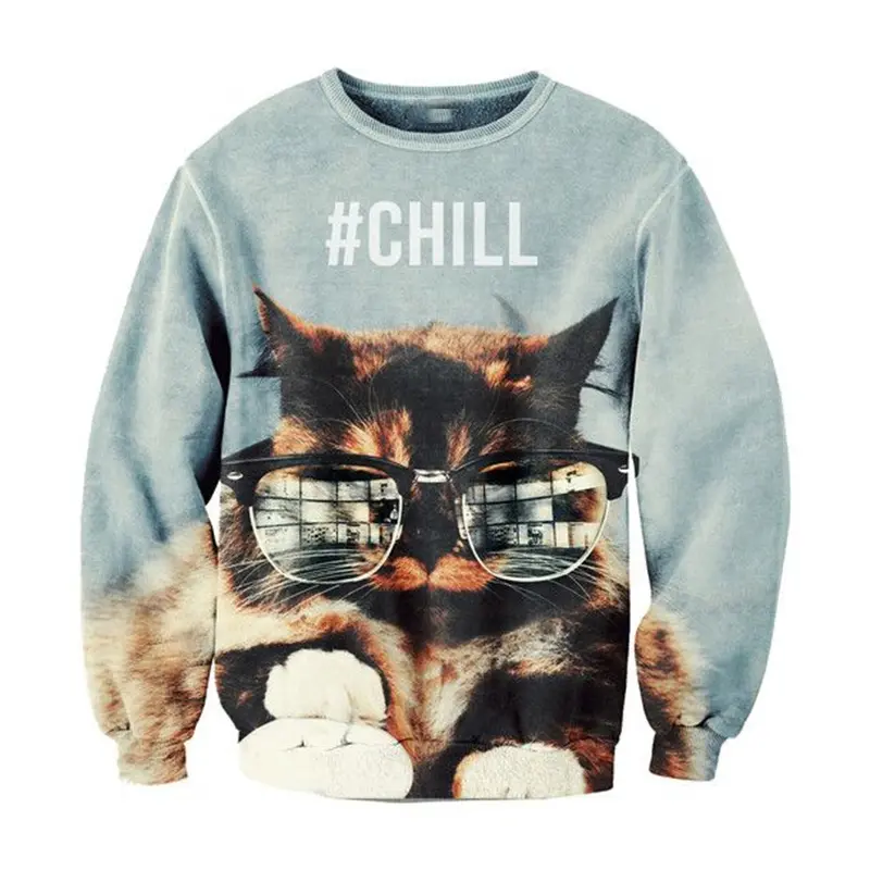 Cat Funny Sweatshirt Men's Clothing Fantasy Colorful Graphic Print Pullover Top Casual Retro Streetwear 2025 New Sweatshirts