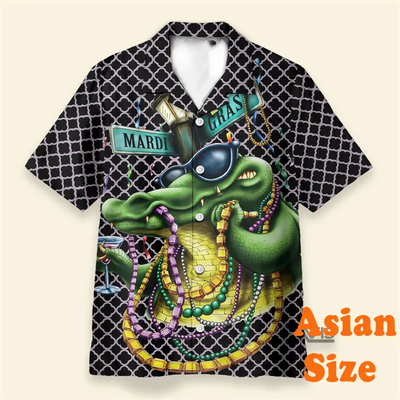 Men's Mardi Gras Shirts Short Sleeve Lapel Button Shirt Festival Style Trend Print Graphic Music Party 2025 Summer Carnival Top