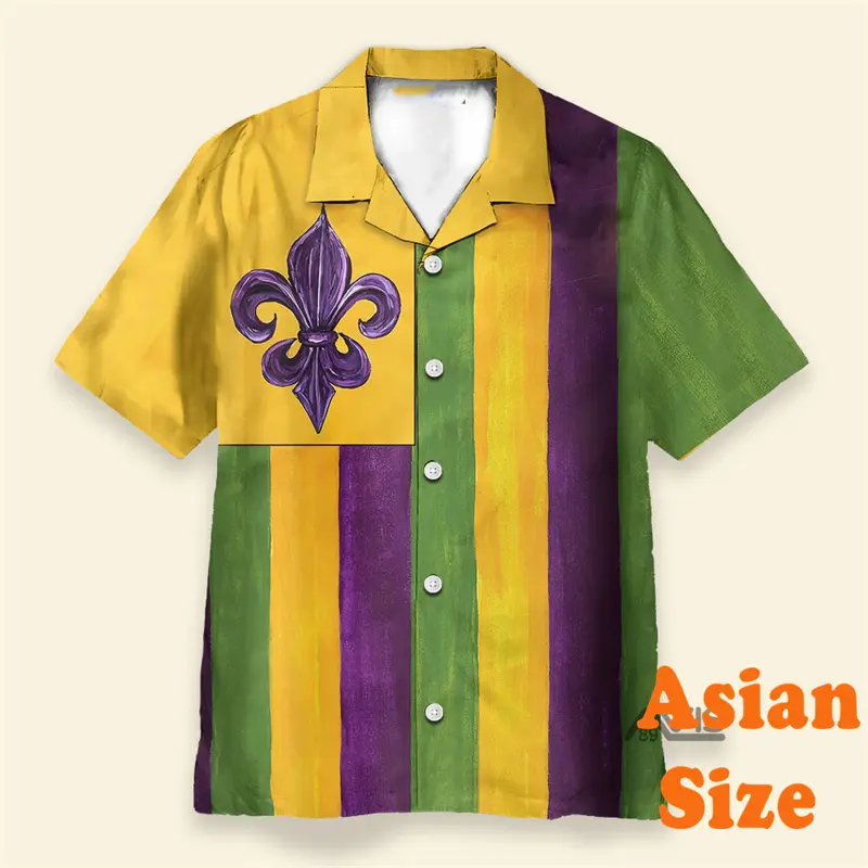 Men's Mardi Gras Shirts Short Sleeve Lapel Button Shirt Festival Style Trend Print Graphic Music Party 2025 Summer Carnival Top