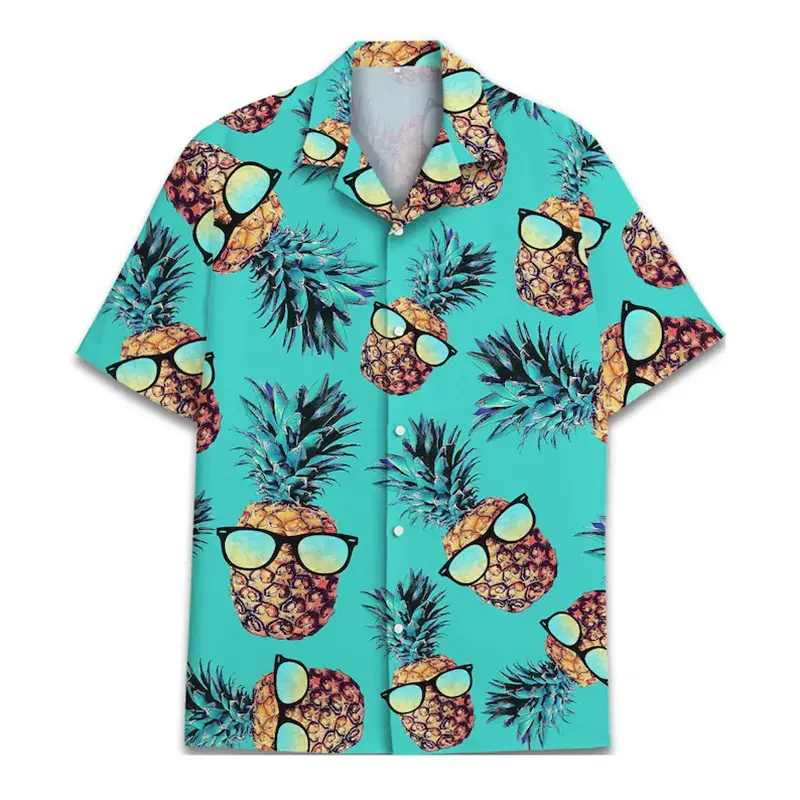 Summer Trend Ice Cream Flamingo Graphic Hawaiian Shirt Cartoon Cute 3D Print Animal Button Shirts OOTD Leisure Daily Loose Tees