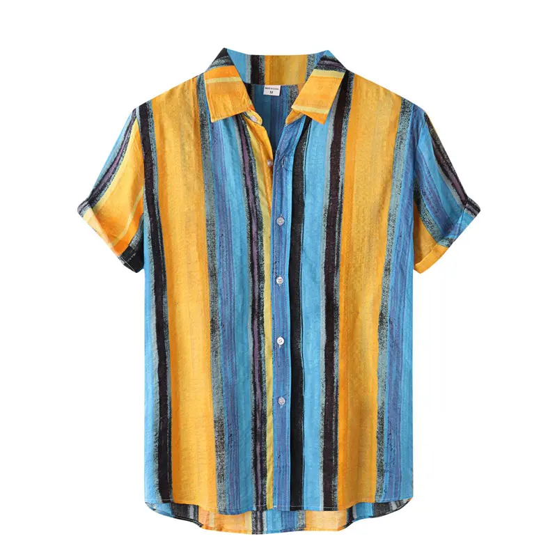 3d Printed Leopard Shirt For Men Street Striped Graffiti Blocks Shirts Casual Fashion Lapel Button Summer Hawaii Clothing Blouse