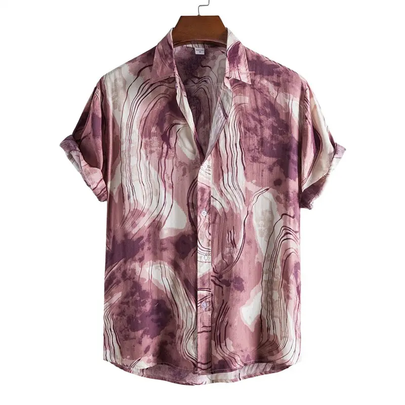 3d Printed Leopard Shirt For Men Street Striped Graffiti Blocks Shirts Casual Fashion Lapel Button Summer Hawaii Clothing Blouse