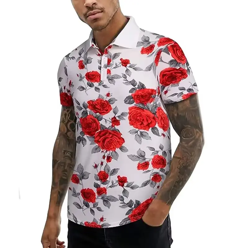 3D Printed Flower Polo Shirt For Men Women Casual Streetwear Short Sleeves T-shirt Summer Fashion Trend Lapel Button Tee Shirts