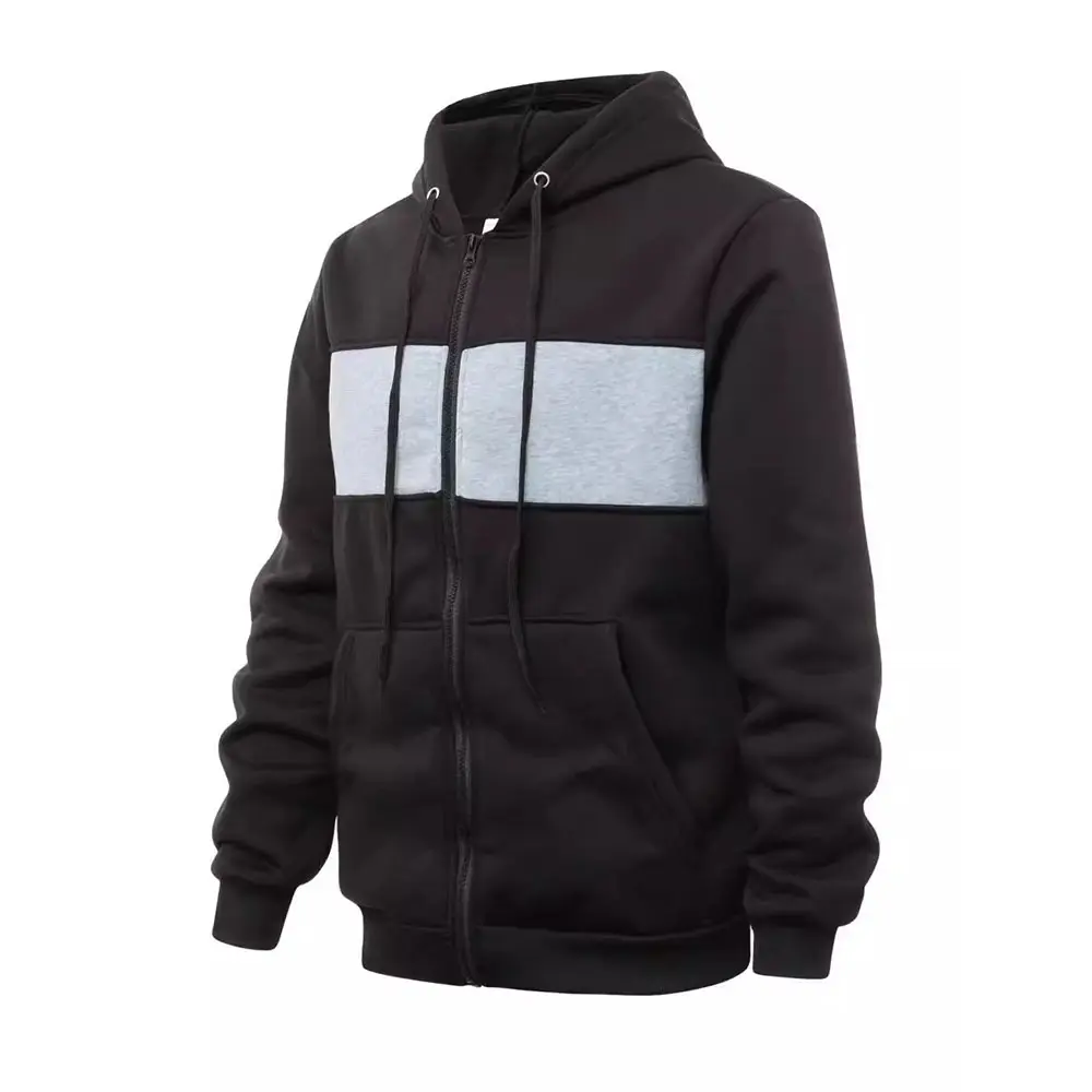 Men's Hoody Cardigan Sweatshirt Color Blocking Loose Casual Spring Fall Hooded Sweatshirts for Men Zipper Jackets Male