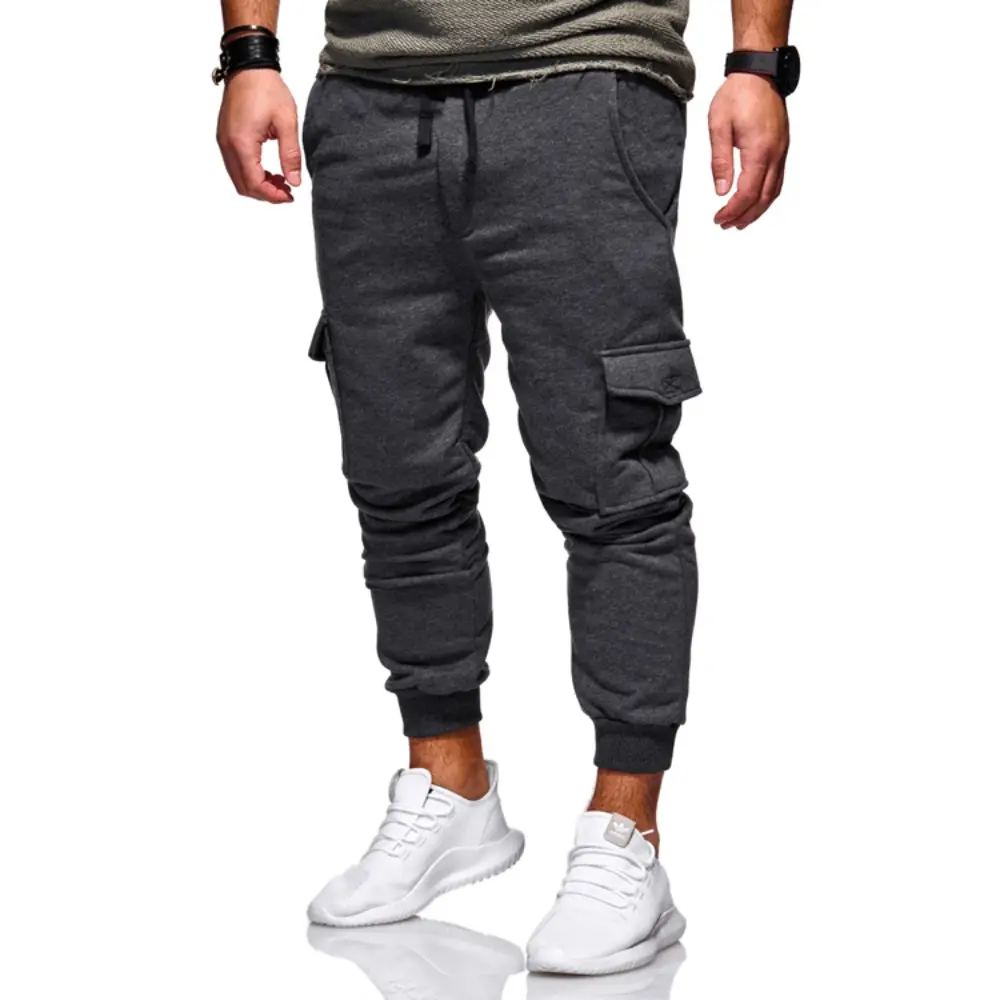 Men's Pants Fashion Hip Hop Multi-pocket Trousers Trendy Streetwear Solid Sweatpants Joggers Male Casual Cotton Trousers