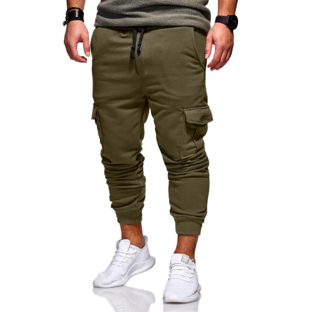 Men's Pants Fashion Hip Hop Multi-pocket Trousers Trendy Streetwear Solid Sweatpants Joggers Male Casual Cotton Trousers