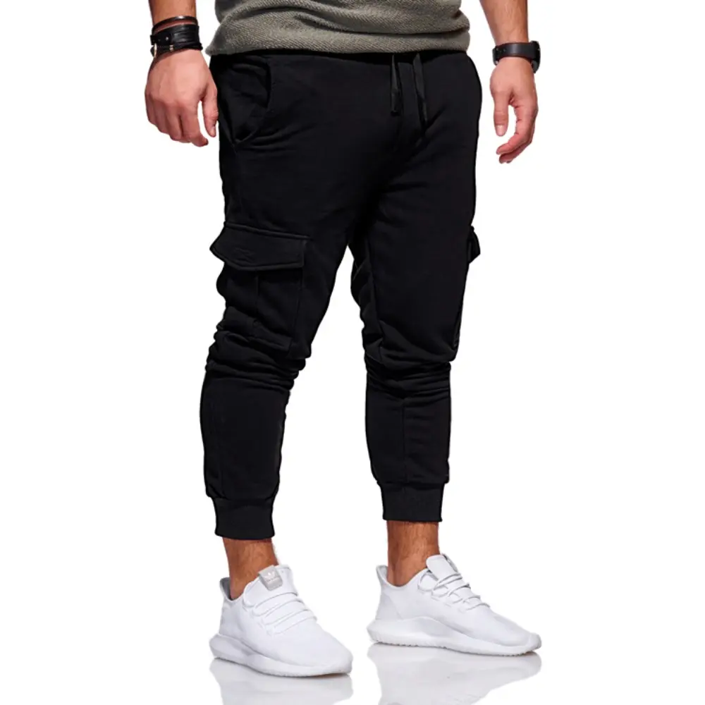 Men's Pants Fashion Hip Hop Multi-pocket Trousers Trendy Streetwear Solid Sweatpants Joggers Male Casual Cotton Trousers