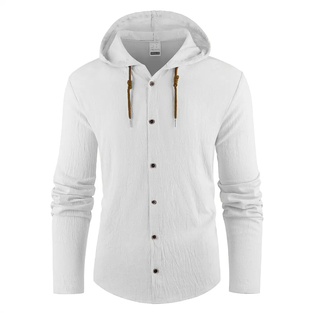 Spring Autumn Men's Hooded Long Sleeve Shirt Beach Style Breathable Lightweight Solid Color Stylish Fashion Shirts Casual Tops