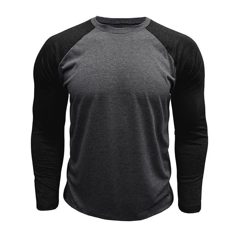 Men's Long-sleeved T-shirts Casual Contrast Color Blouse Spring Autumn Bottoming Shirts for Men Raglan Sleeve Fshion Tops