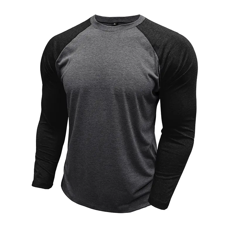 Men's Long-sleeved T-shirts Casual Contrast Color Blouse Spring Autumn Bottoming Shirts for Men Raglan Sleeve Fshion Tops