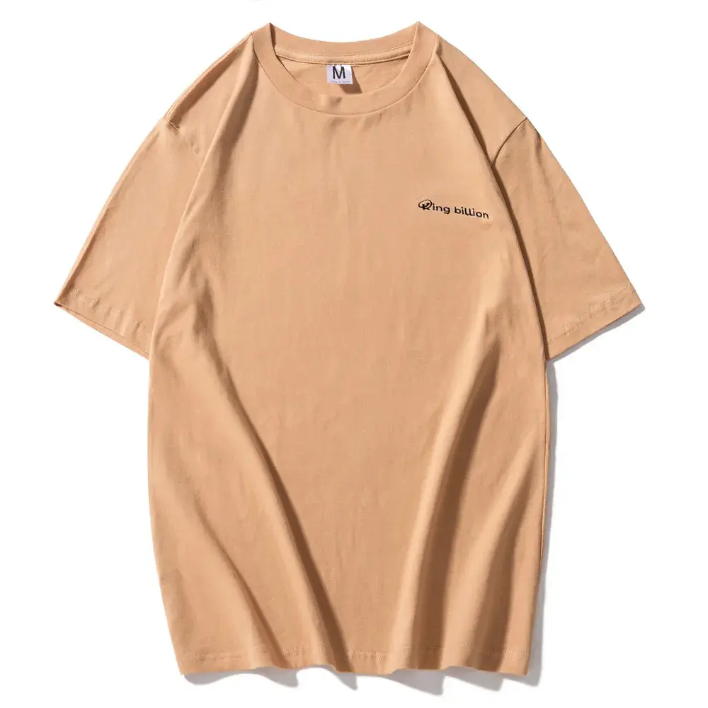 King Billion Quality New Hot Sale Embroidery Short Sleeve Men Solid T-shirt Soft Solid Cotton Elastic Breathable Men  T-shirt
