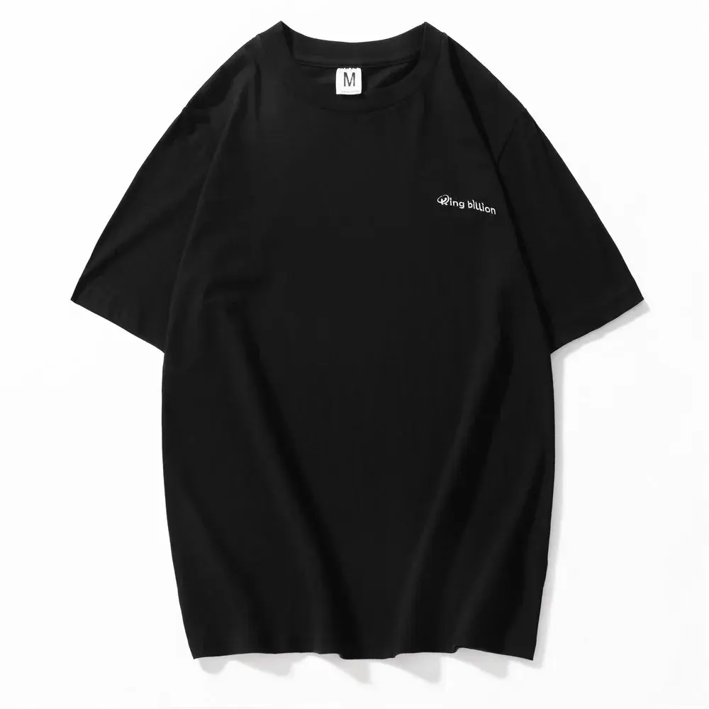 King Billion Quality New Hot Sale Embroidery Short Sleeve Men Solid T-shirt Soft Solid Cotton Elastic Breathable Men  T-shirt