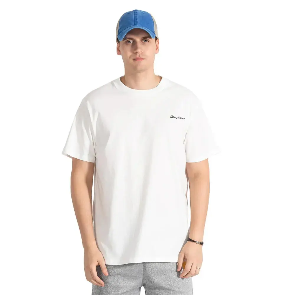 King Billion Quality New Hot Sale Embroidery Short Sleeve Men Solid T-shirt Soft Solid Cotton Elastic Breathable Men  T-shirt