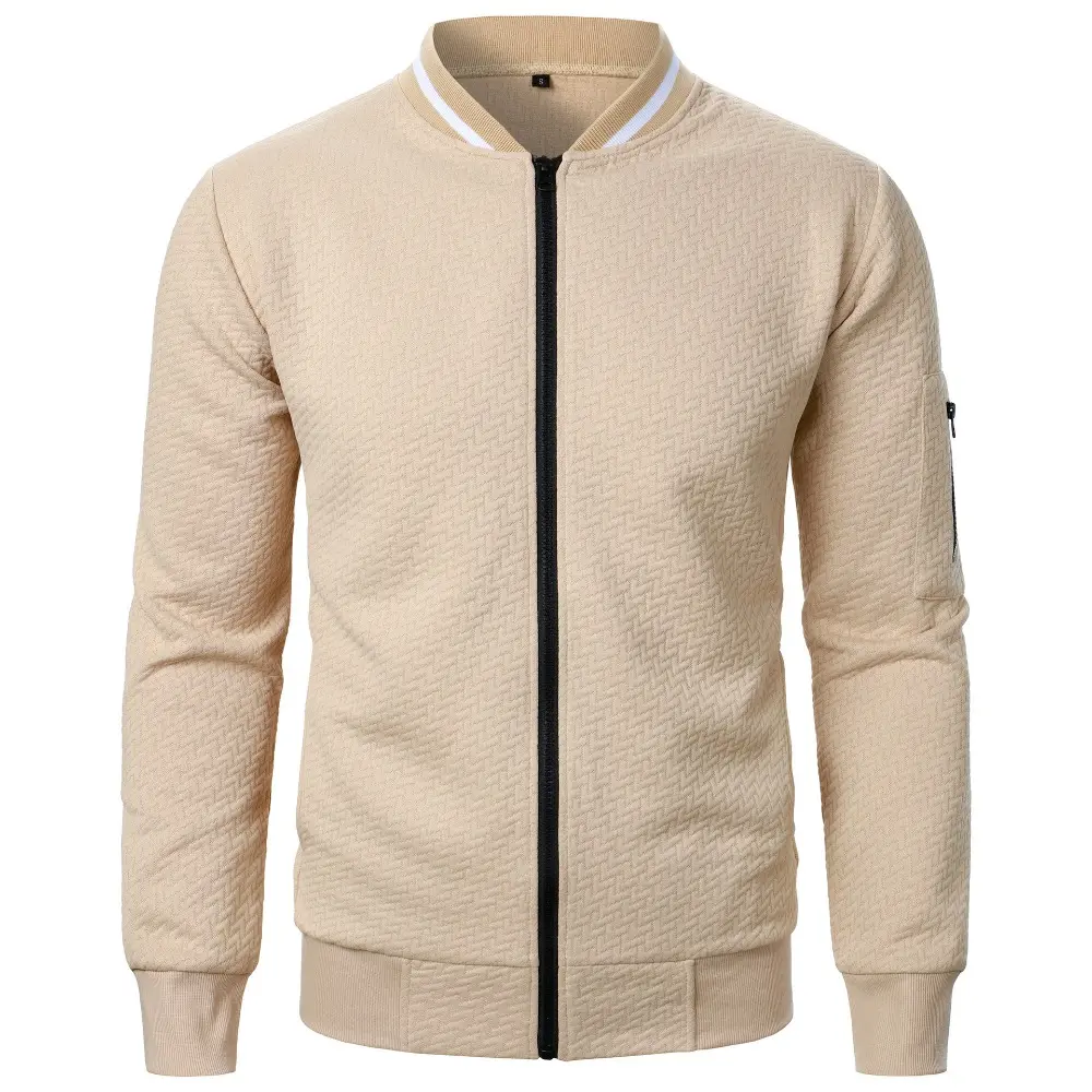 New Men's New Zip Stand Collar Sweatshirt Jacket Men's Casual Jacquard Cardigan Sweatshirts Baseball Jackets Men Clothing