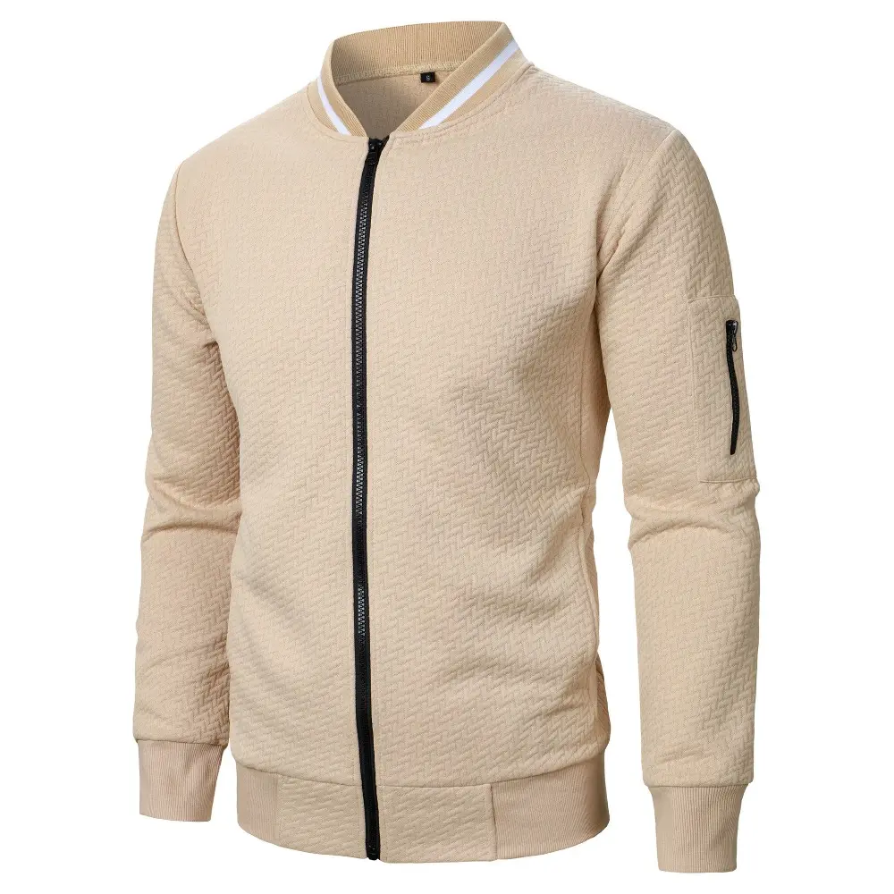 New Men's New Zip Stand Collar Sweatshirt Jacket Men's Casual Jacquard Cardigan Sweatshirts Baseball Jackets Men Clothing