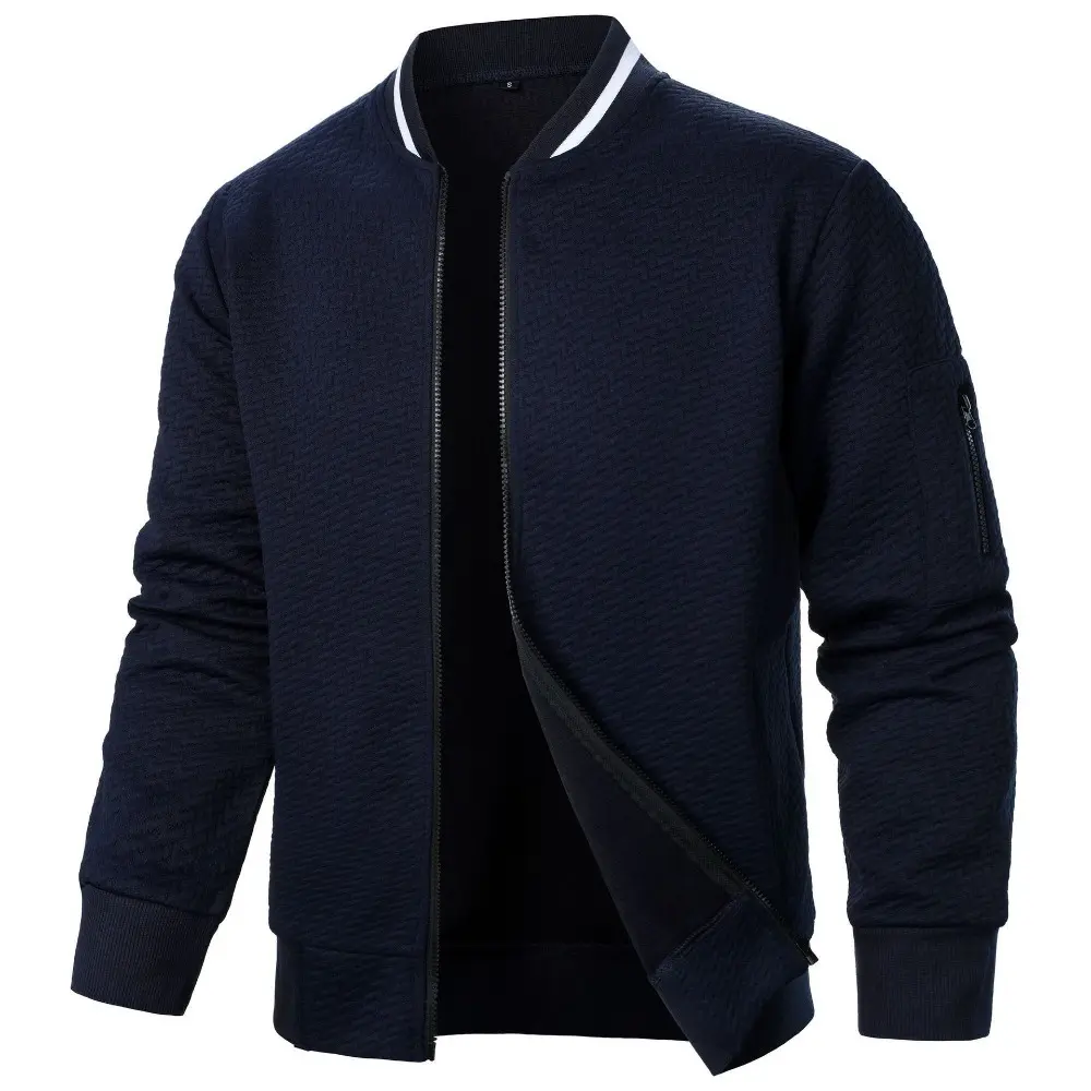 New Men's New Zip Stand Collar Sweatshirt Jacket Men's Casual Jacquard Cardigan Sweatshirts Baseball Jackets Men Clothing