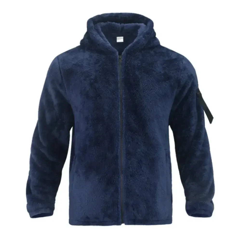 Jacket Men's Winter Jacket Fall Winter Double-sided Fleece Warm Jacket Loose Hooded Casual Jacket Comfortable Fabric