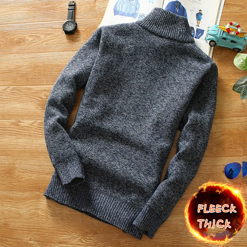 Autumn Winter Warm Cardigan Men Fleece Sweaters Jackets Mens Slim Fit Knitted Sweatercoat Thick Cardigan Sweater Coat Men